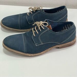 Ben Sherman Brent Men 11.5 Blue Suede Lace-Up Oxford Casual Dress Cap Toe Shoes